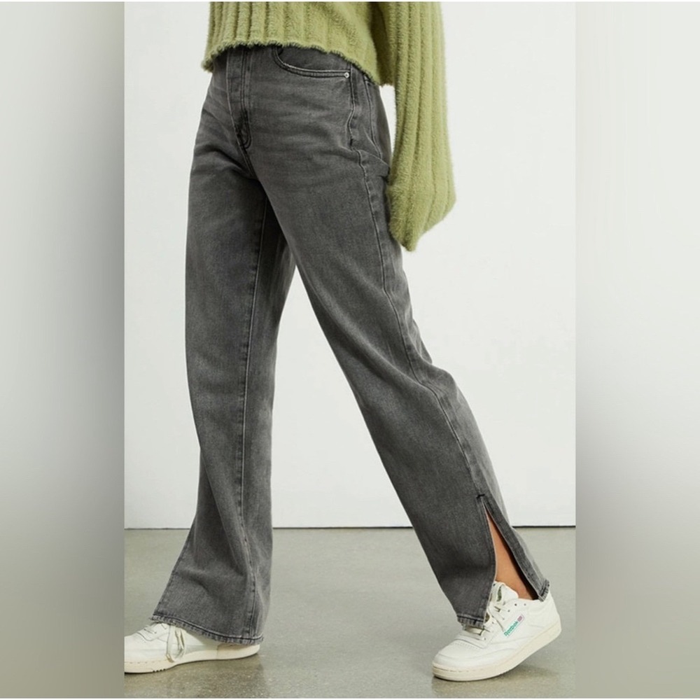Women's PacSun grey Dad Jean Twenty Eight Split Hem High Waisted Denim 80 Chars